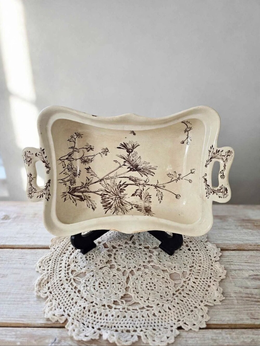 Antique Victorian George Jones & Sons Chrysanthemum Serving Dish
